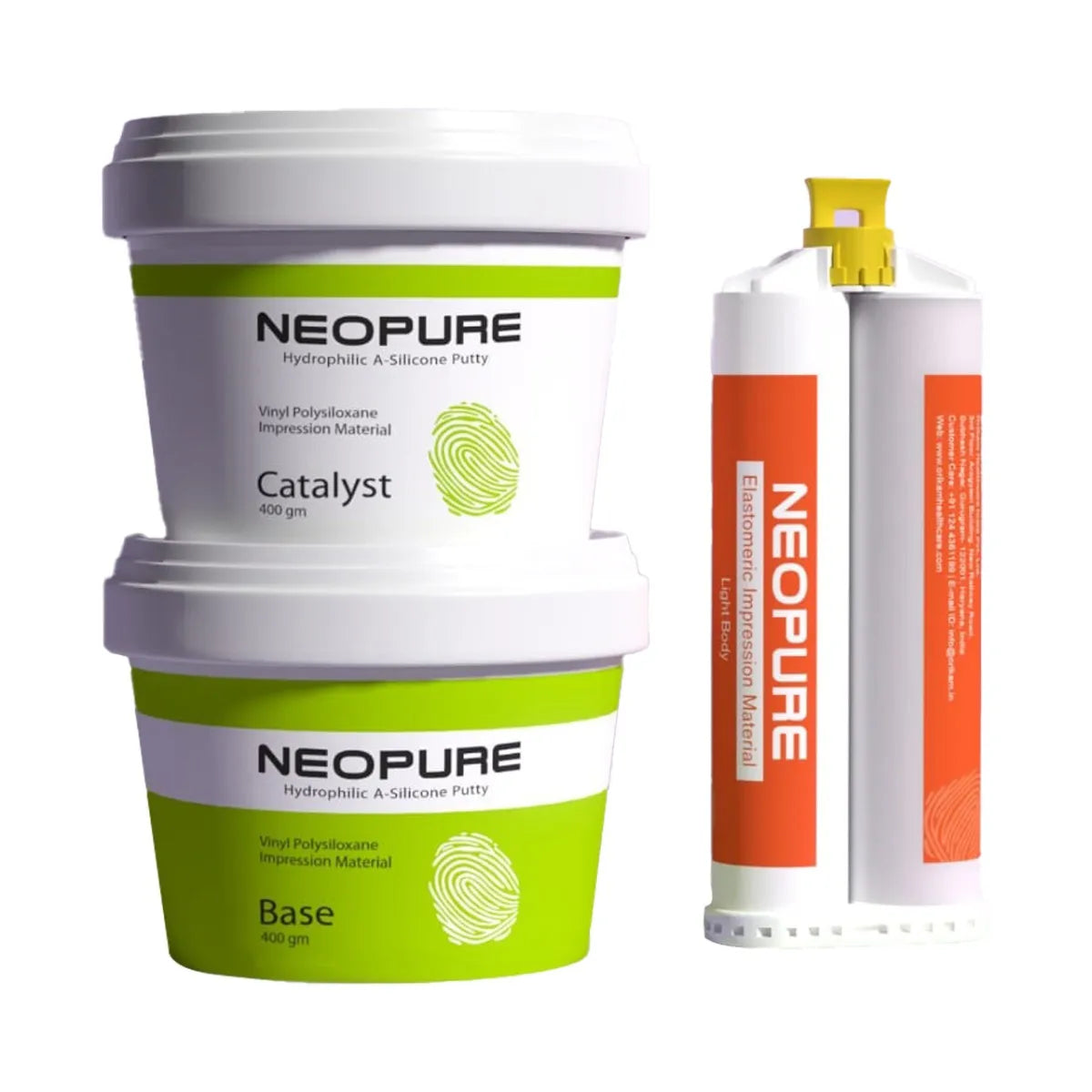ORIKAM Neopure A-Silicone Impression Material Kit | 400GM X 2 Tub + 78GM X 2 Cartridges | Impression Material